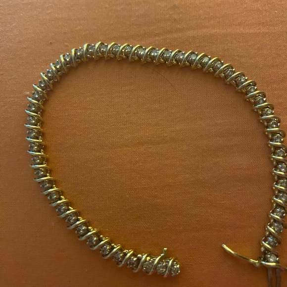 14K Yellow genuine Gold with 3ct TW Diamond Tennis Bracelet 7.7 inch length - Picture 10 of 11